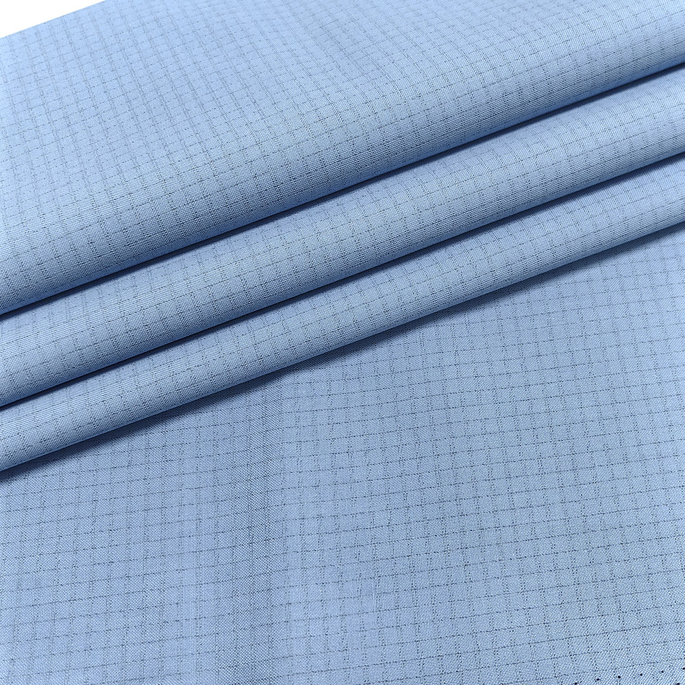 ESD Anti Static TC Plain Fabric With Double Plaid 4mm For Working Clothes