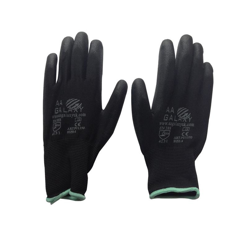 White Polyurethane Palm Coated Anti Static Gloves Seamless Polyester Liner Glove