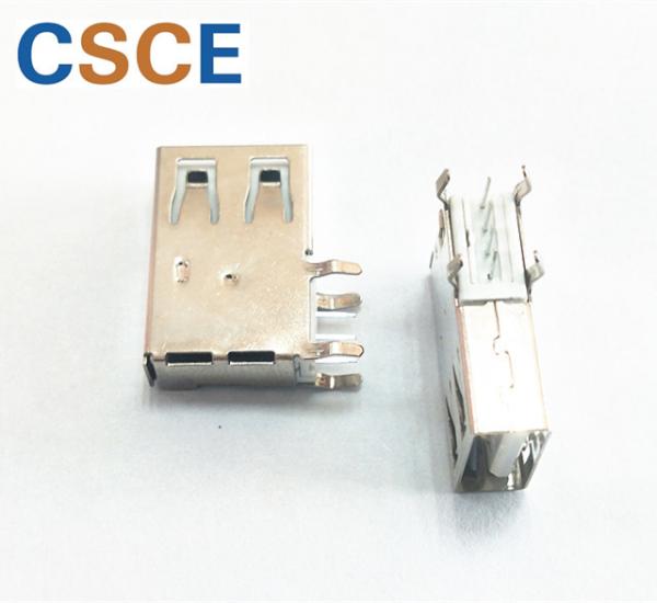 Copper USB Male Female Connector , 90 Degree Bend Foot Flat Mouth Side Insert