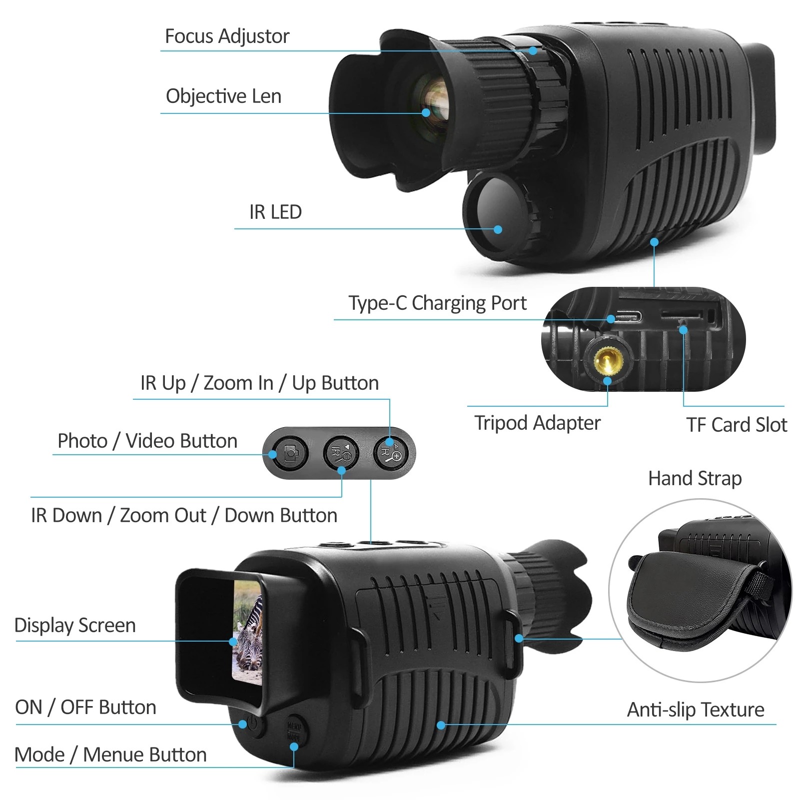 5X Digital Zoom Night Vision Scope Infrared Night Vision Monocular