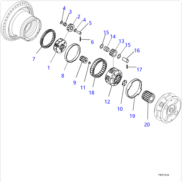 Excavator Gearbox PC1250-7 PC1250-8 209-27-71141 209-27-71261 21N-27-31143 Carrier Assembly