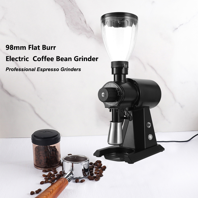 Electric Coffee Bean Grinder with Cleaning Cycle and Rust-Resistant Aluminum Housing