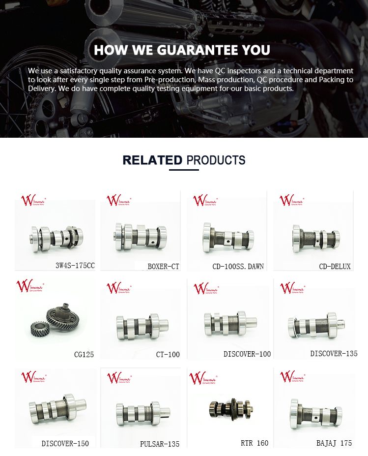 On sale Chinese Motorcycle Engine Parts Steel Camshaft CT-100