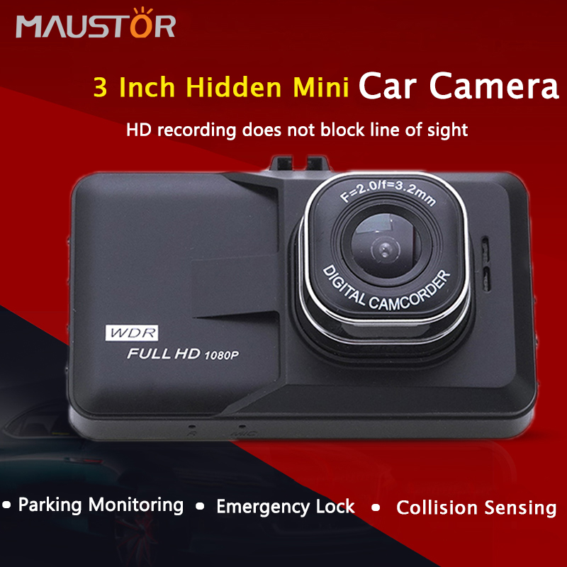 Black RoHS 3 Inch Dual WDR Mini Dash Cam HD 1080P Car Mirrior