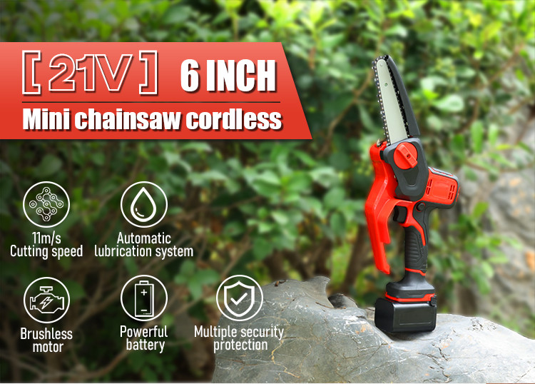 6'' 21V Battery Powerful Pruning Mini Chainsaw Machines Handheld Electric Tree Woodworking