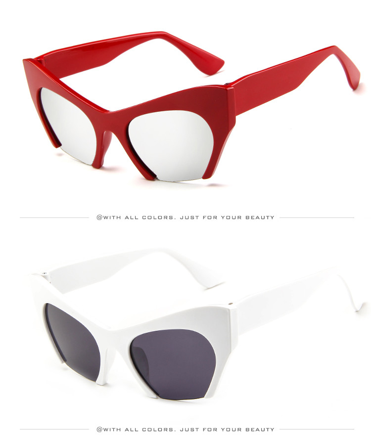 Trendy Fashion Half Frame Cat Eye Women Plastic Hot Sale Sunglasses BSCI