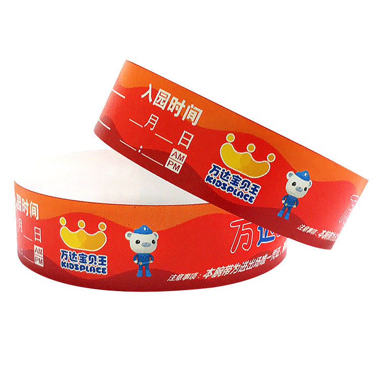Plain Color Paper Event Wristbands Logo Printed Waterproof And Tear Resistant Admission Paper Ticket Wrist Bands