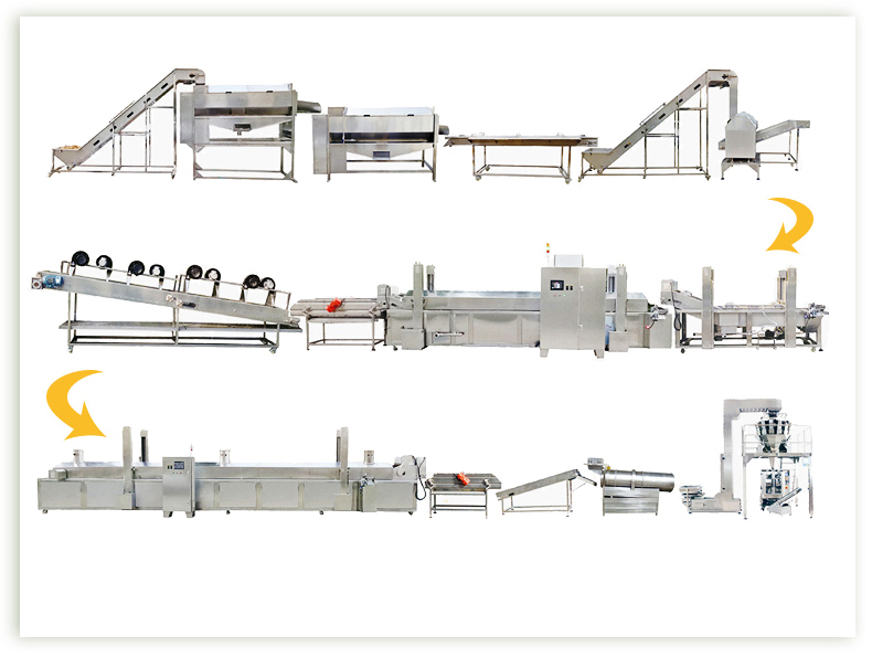 50kg-500kg French Fries Potato Chips Processing Line High Productivity