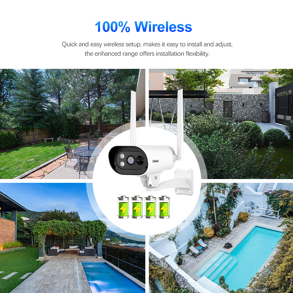 2K 4MP Wireless Solar Outdoor Wi-Fi Rechargeable Battery Security Surveillance Camera Wire Free 2-way Audio Night Vision