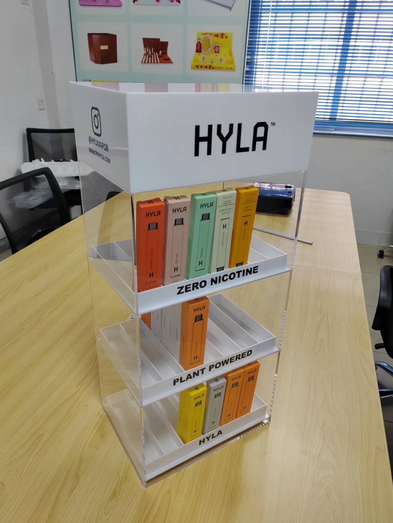 Customized Essential Oil Display Stand Acrylic Countertop Display Rack With Drawers