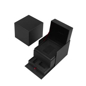 Custom Luxury Black Three-Piece Watch Set Soft Touch Lamination For Gift Box