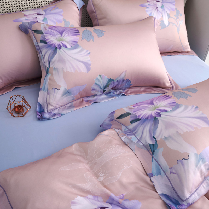 Custom Flower Design Washable 60s 100% Lyocell Sateen Bedding Set for Bedroom Grade A