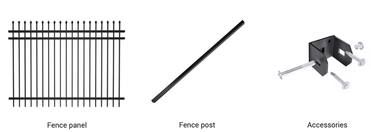 Garden Steel Fence Galvanized Black Spear Top Tubular Steel Panels 1.8*2.4m
