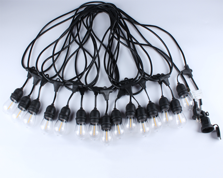 IP65 15M 15Bulbs LED S14 String Lights E27 LED Retro Edison Filament Bulb Outdoor Garden Patio Holiday Wedding Light String