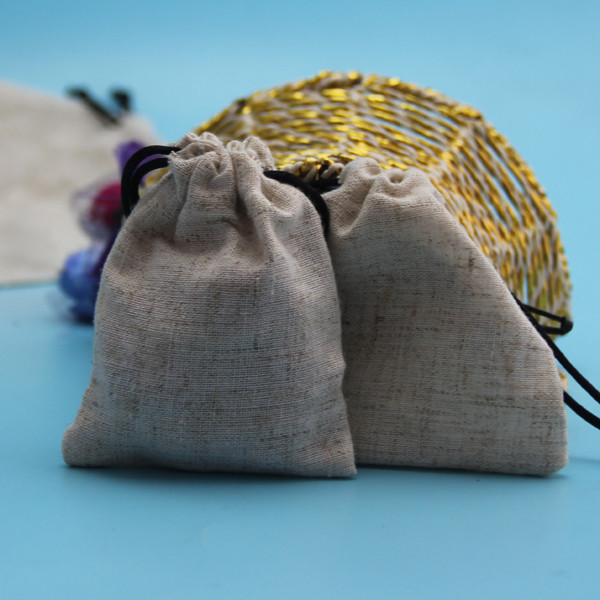 Bamboo Fabric Jute Drawstring Bag Customized Color / Size OEM Service