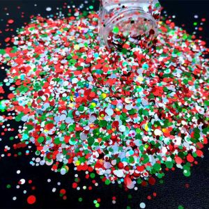 Die Cutting Printing and 1 Color Print Method for Dots Shaped Glitter Xmas