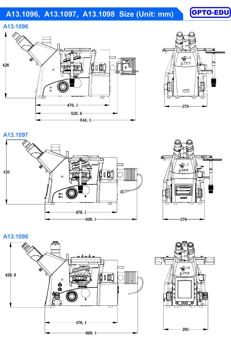 OPTO EDU A13.1096 Inverted Metallurgical Microscope Research Level