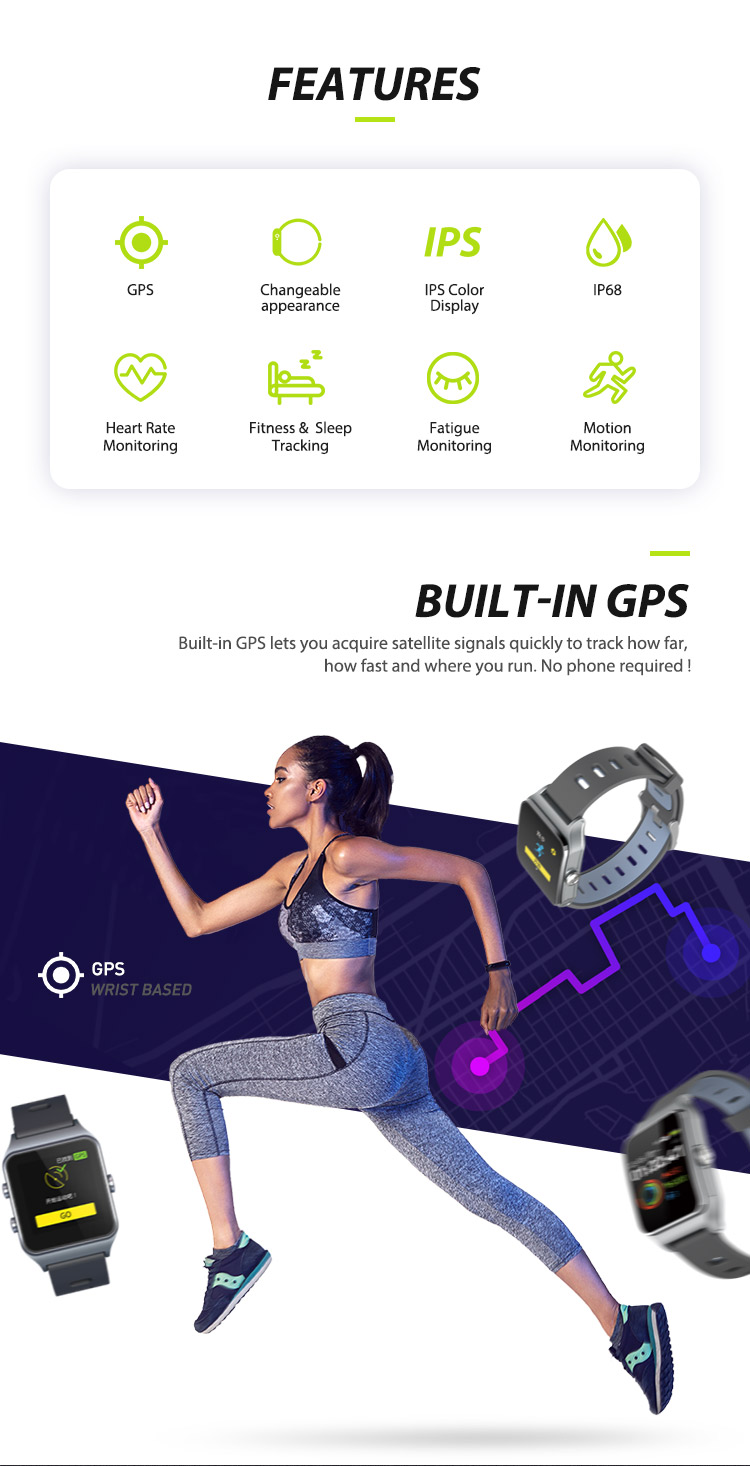 Full Touch Zinc Alloy Waterproof Gps Smart Band