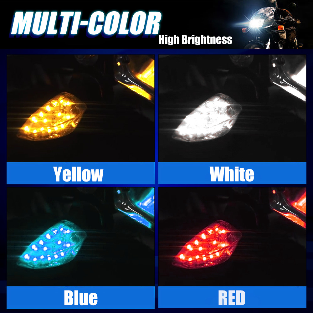 Yellow White Blue Red Motorcycle Led Turn Signals DC12V Moto Dynamic Headlights