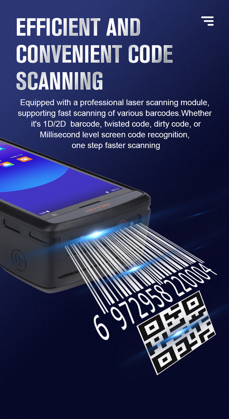 Android 11 PDA Android Industrial Handheld Terminal Rugged Pda Built-In Printer Barcode Scanner
