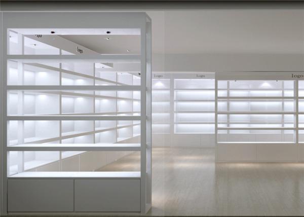 Simple White Cosmetics Display Cabinet , Makeup Retail Display For Skin Care
