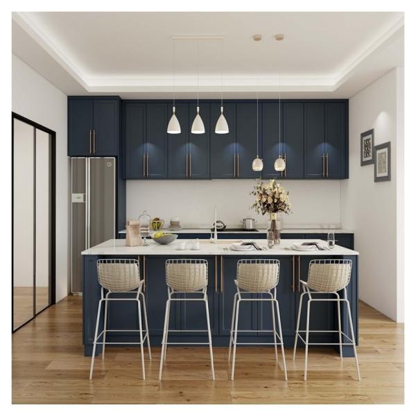Trend Blue Shaker Style Kitchen Cabinets Solid Wood Furniture for Modular