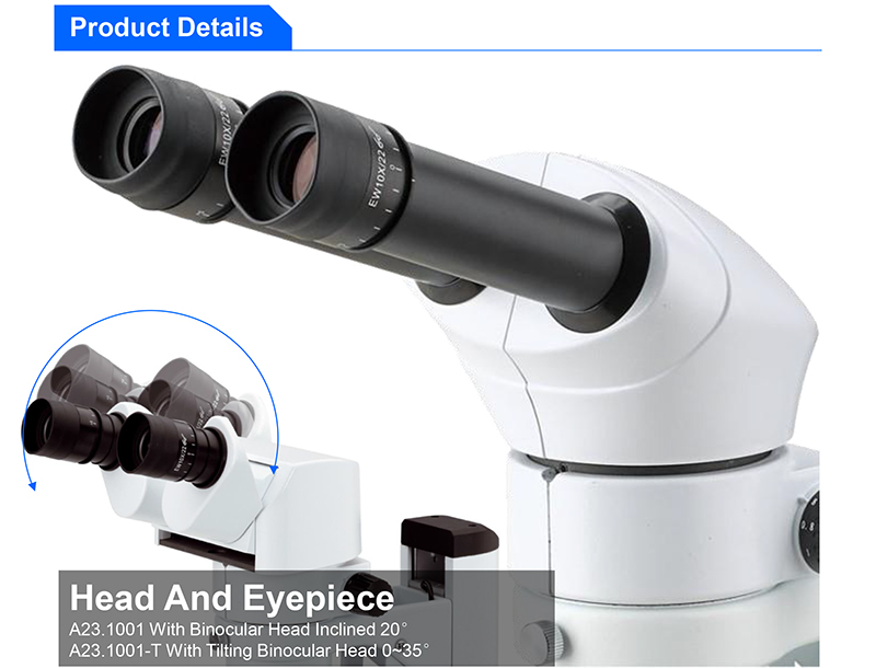 Inclined Head A23.1001 Stereo Zoom Binocular Microscope Max 0.8~8x