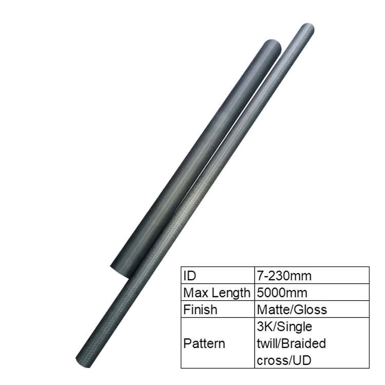 Carbon Fiber Tube in Large Size Tapered Tube 80mm 100mm with 100% Carbon Content