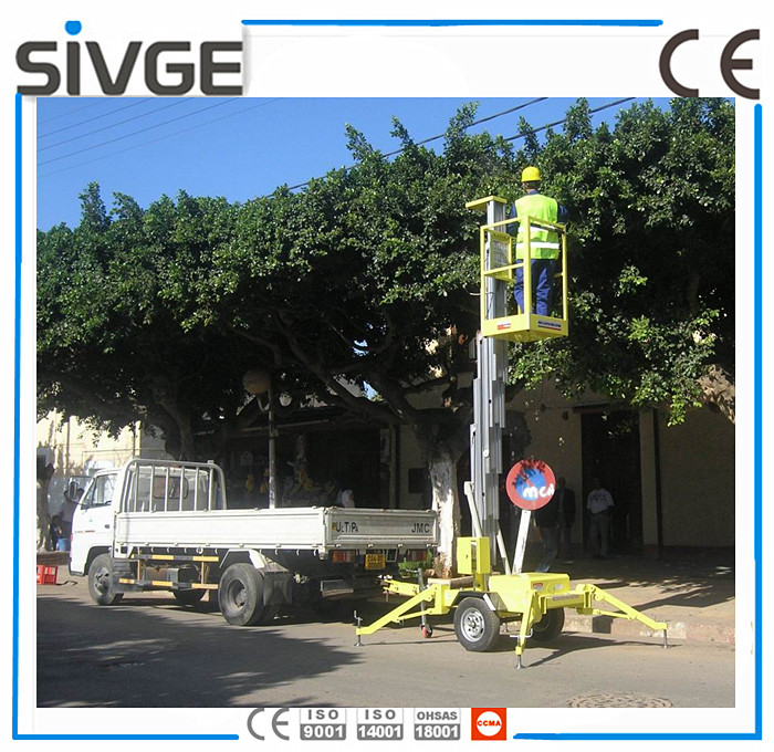 Trailer Type Mobile Work Platform , 6 Meter Aluminum Self Propelled Manlift
