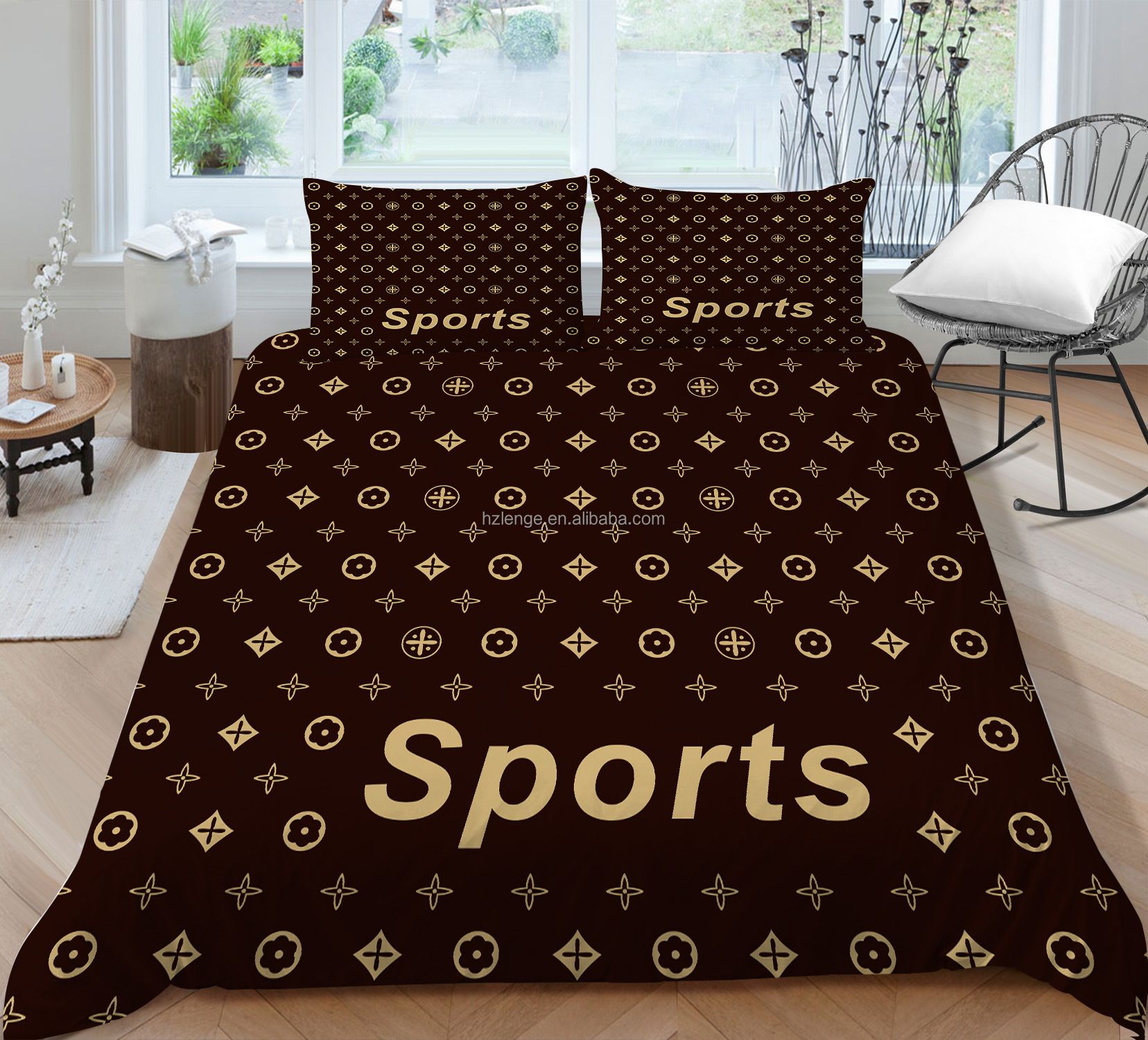 Luxury Fashion Design Nondisposable Microfiber Quilt Cover Set with Pillowcases