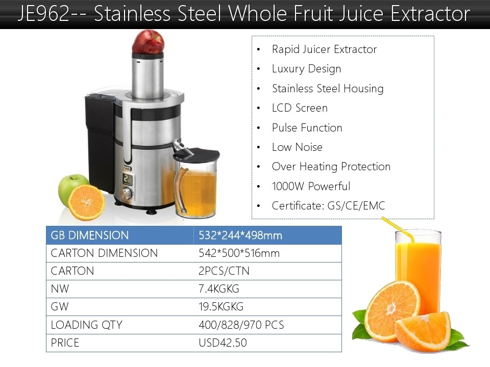 JE962 Stainless Steel High Power LCD Screen Juice Extractor