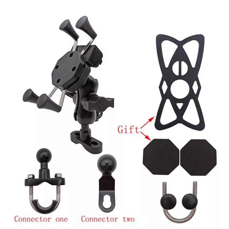 GPS 2.4A Aluminum ABS X Claw Motorcycle Phone Mount 0.6KG Weight