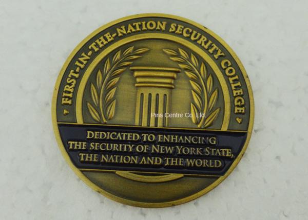 Antique Gold University Personalized Coins , Brass Stamped Soft Enamel Military