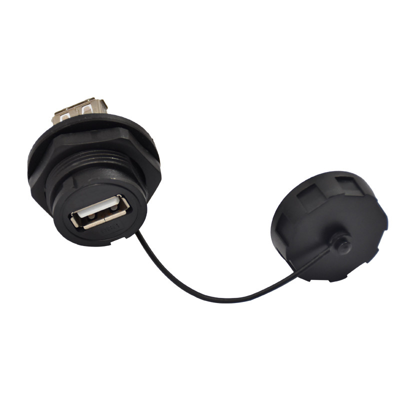 IP67 Industrial Ethernet Connector , USB 2.0 Female Connector With Cover