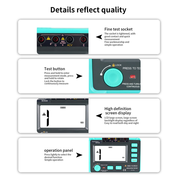 kaemesau Insulation Resistance Tester 1000V 2500V Overload Protection Digital Insulation Resistance Tester IR10B