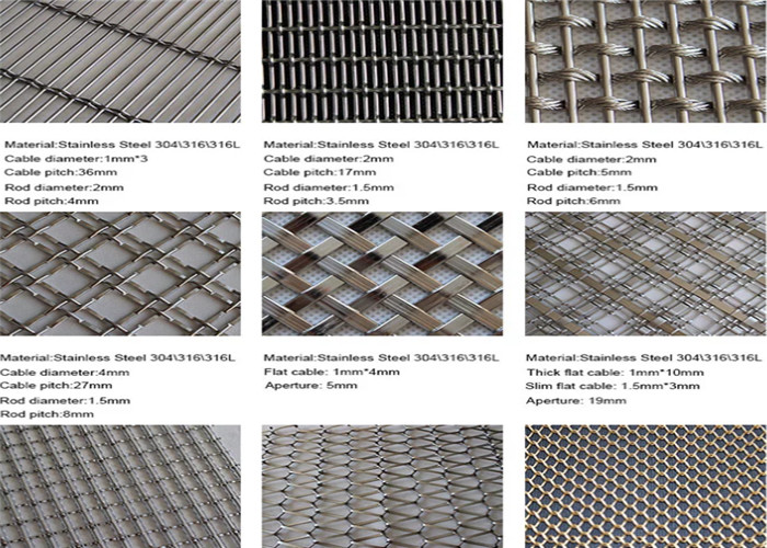 Plain Weave Metal Fabric Stainless Steel Woven Wire Mesh Decorative For Cabinets