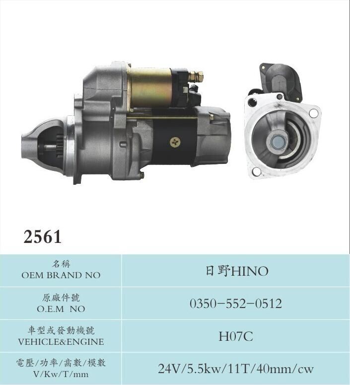 Engine parts Aluminium Material Sawafuji Starter Motor Hino 0350-552-0512 H07C