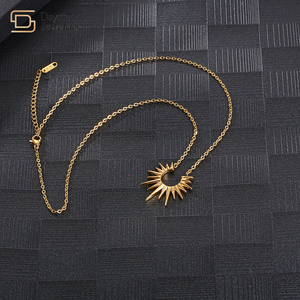 Sunflower Pendant Necklace Titanium Steel Jewelry Women Collarbone Chain