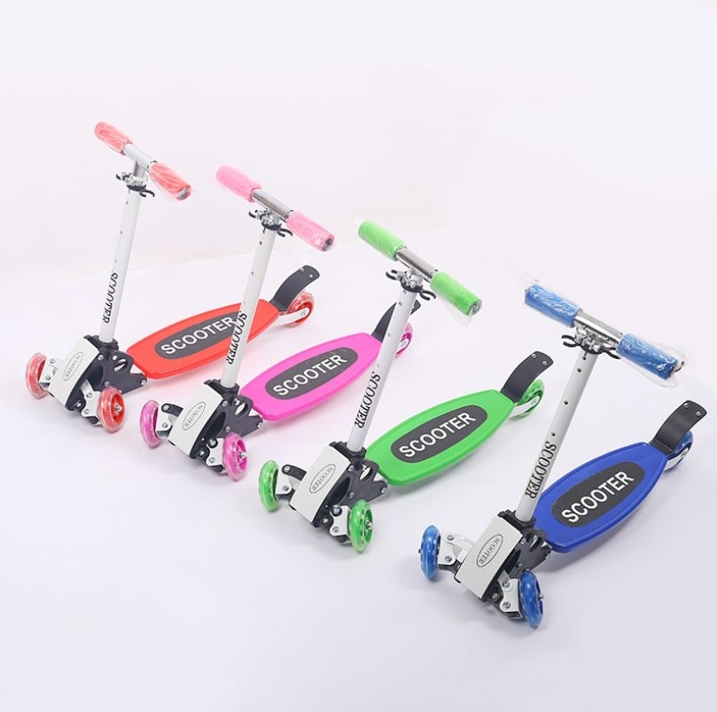 4 Wheel Skate Kick Scooter Adjustable Height Lean To Steer For Toddlers Girls Boys