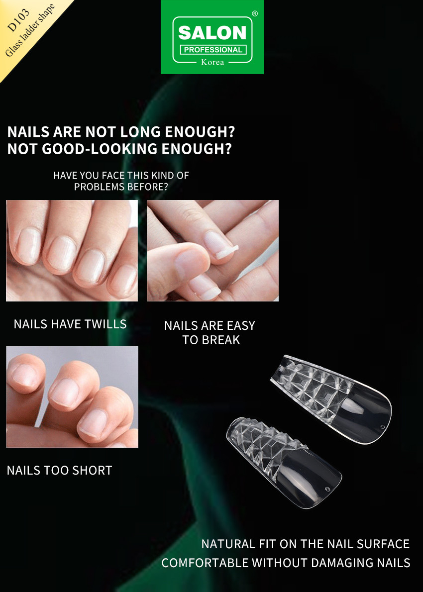 Artificial Fingernails ABS Clear Color 500 Pieces Easy Application False Nails For Salon Nail Art