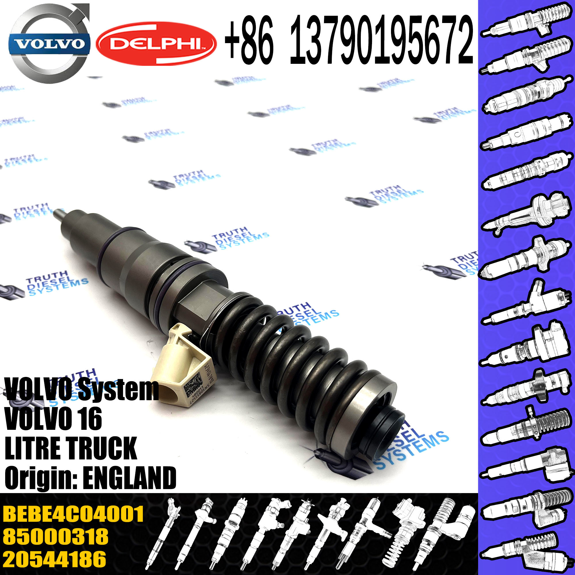 Direct Sale Diesel Fuel Injector 20544186 85000318 BEBE4C04001 For VOL 16 LITRE TRUCK