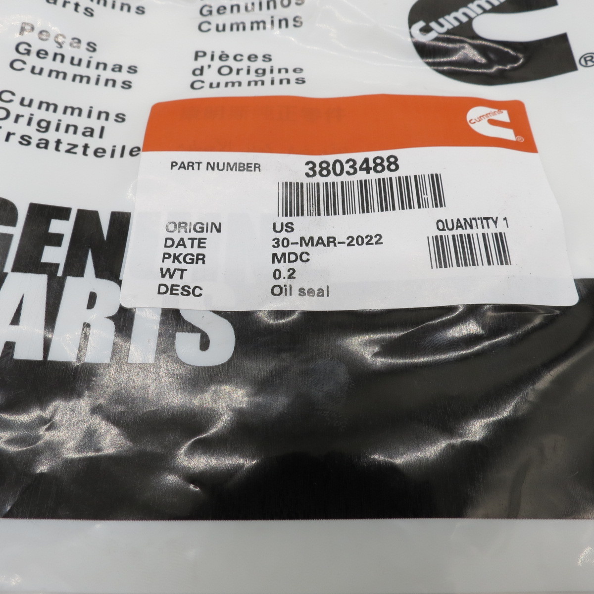 Excavator Accessory Drive Oil Seal 3803489Excavator attachment drive oil seal, 3803489