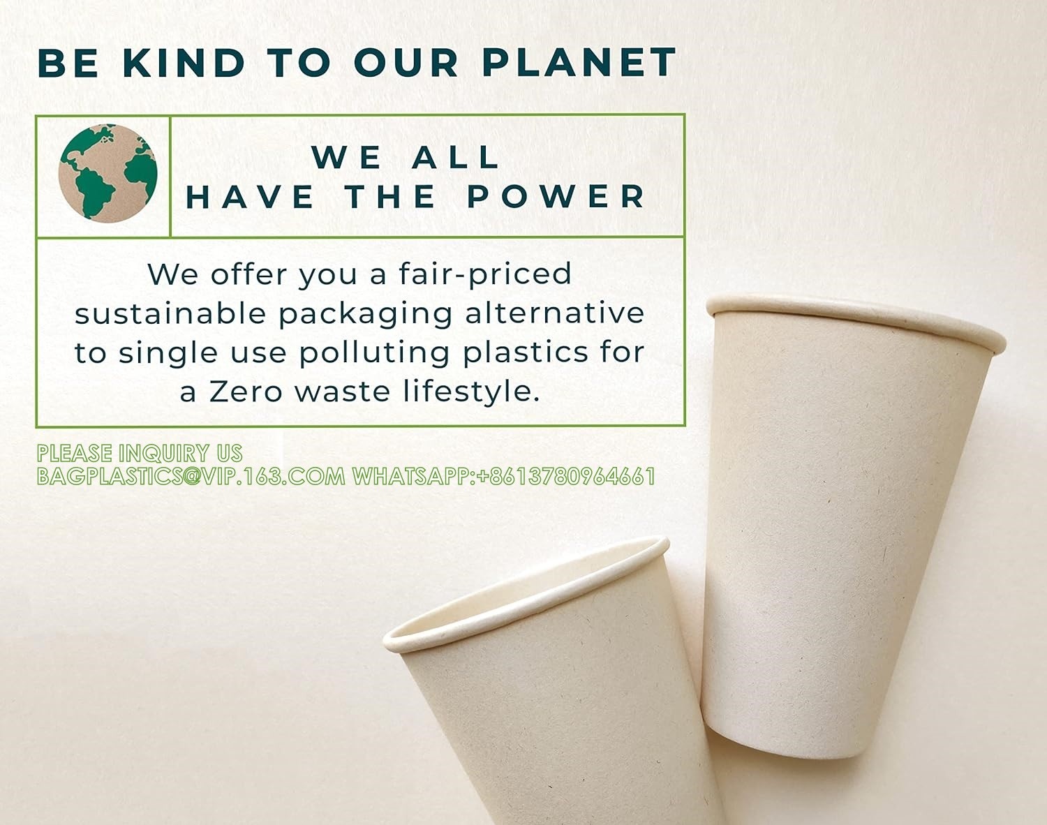 16 oz Biodegradable Disposable Drinking Coffee Cups, Eco Friendly Premium Party Cups, Natural Unbleached, Upcycled