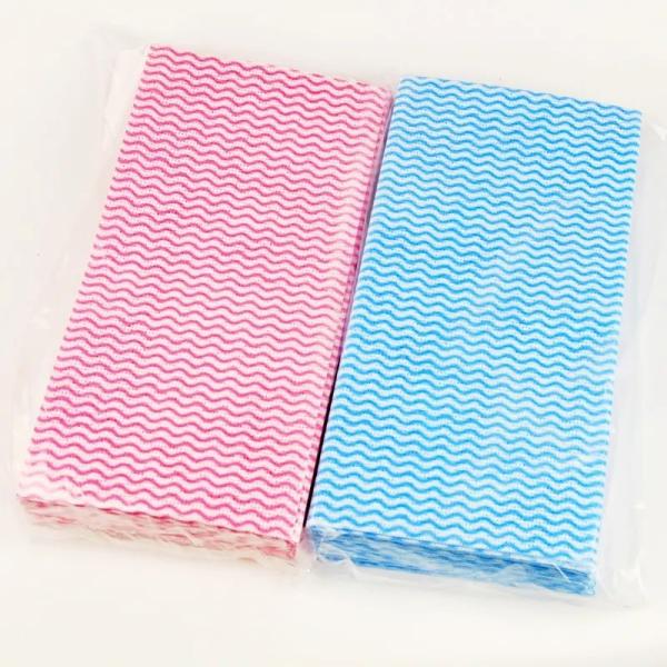 KILINE Spunlace Nonwoven Kitchen Wipes Disposable Multi Color Wavy Line