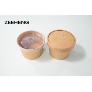 China Double PE Coating 8OZ Biodegradable Soup Bowls With Lids on sale