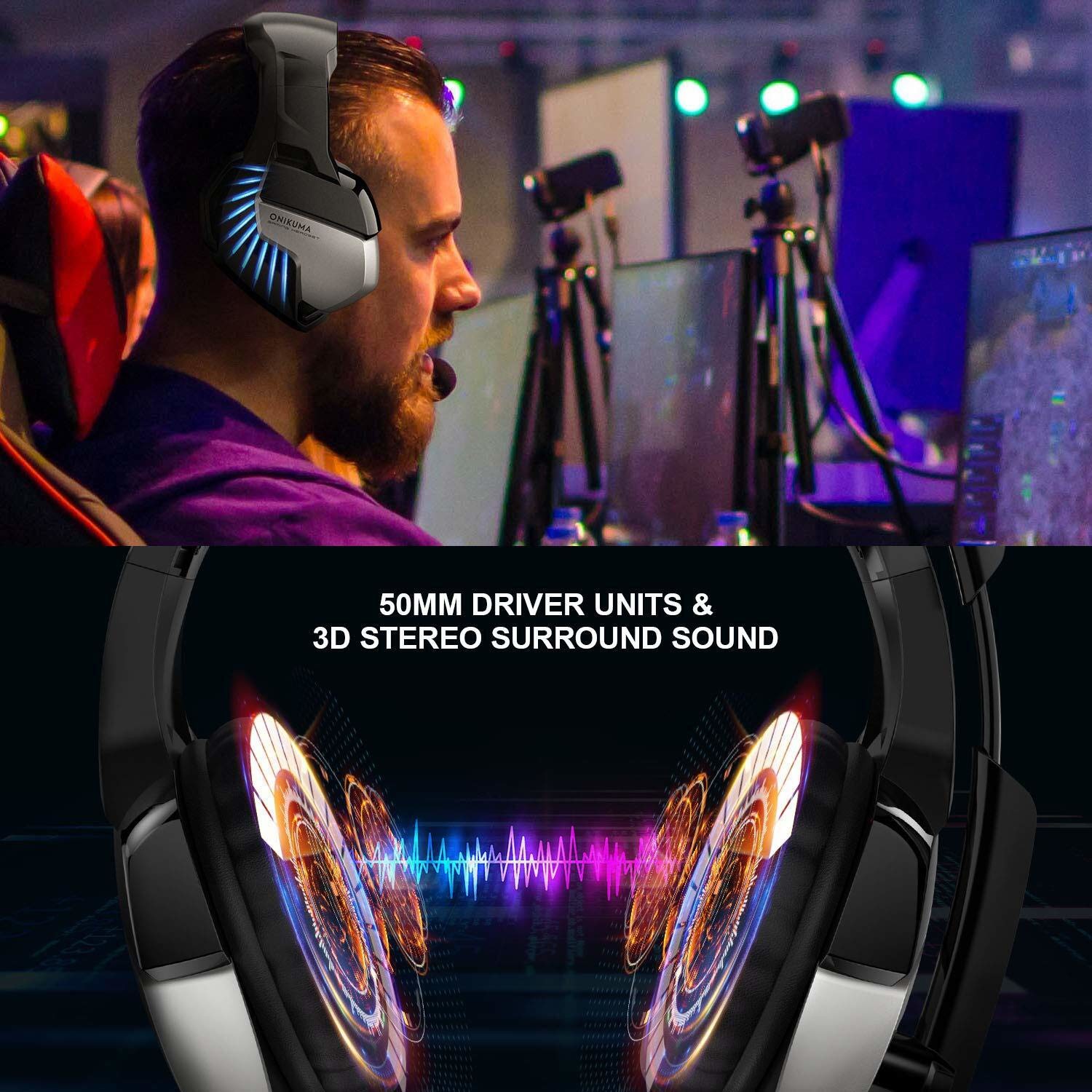 PS4 PC 20000Hz Onikuma K5 Pro Wired Gaming Headset
