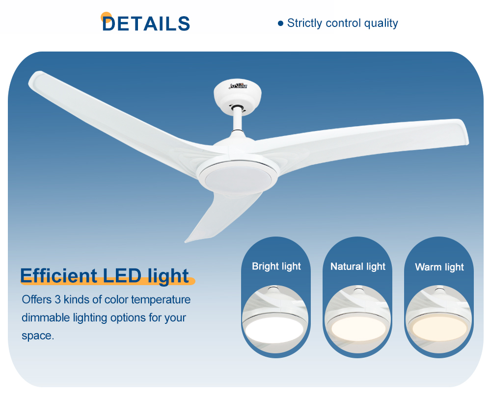 Home Office 52 Inches Ceiling Fan with LED Decorative Lighting and Remote Control Switch