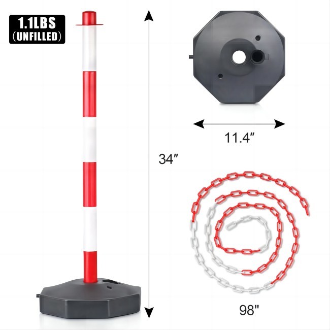 2 Pack 86cm Traffic Delineator Cones With Fillable Base Road Safety Accessories PE Plastic