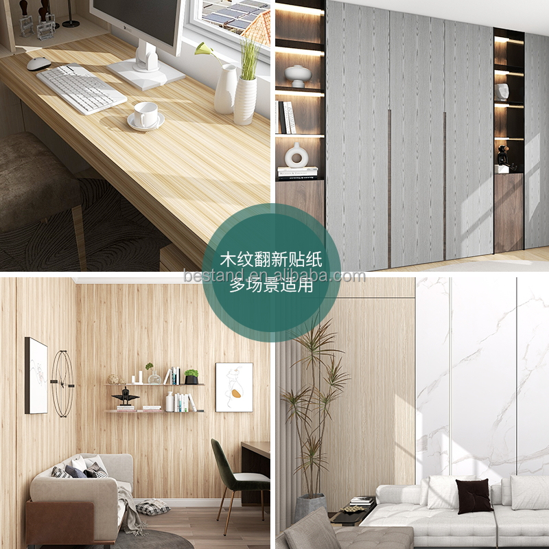 PVC Retro Wood Grain Self-Adhesive Wallpaper Peel And Stick Waterproof Stickers Removable Anti-Scratch For Kitchen