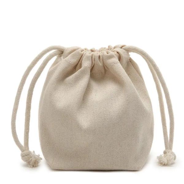 Thick Fabric Drawstring Gift Bags Custom Logo Heavy Cotton Canvas Drawstring